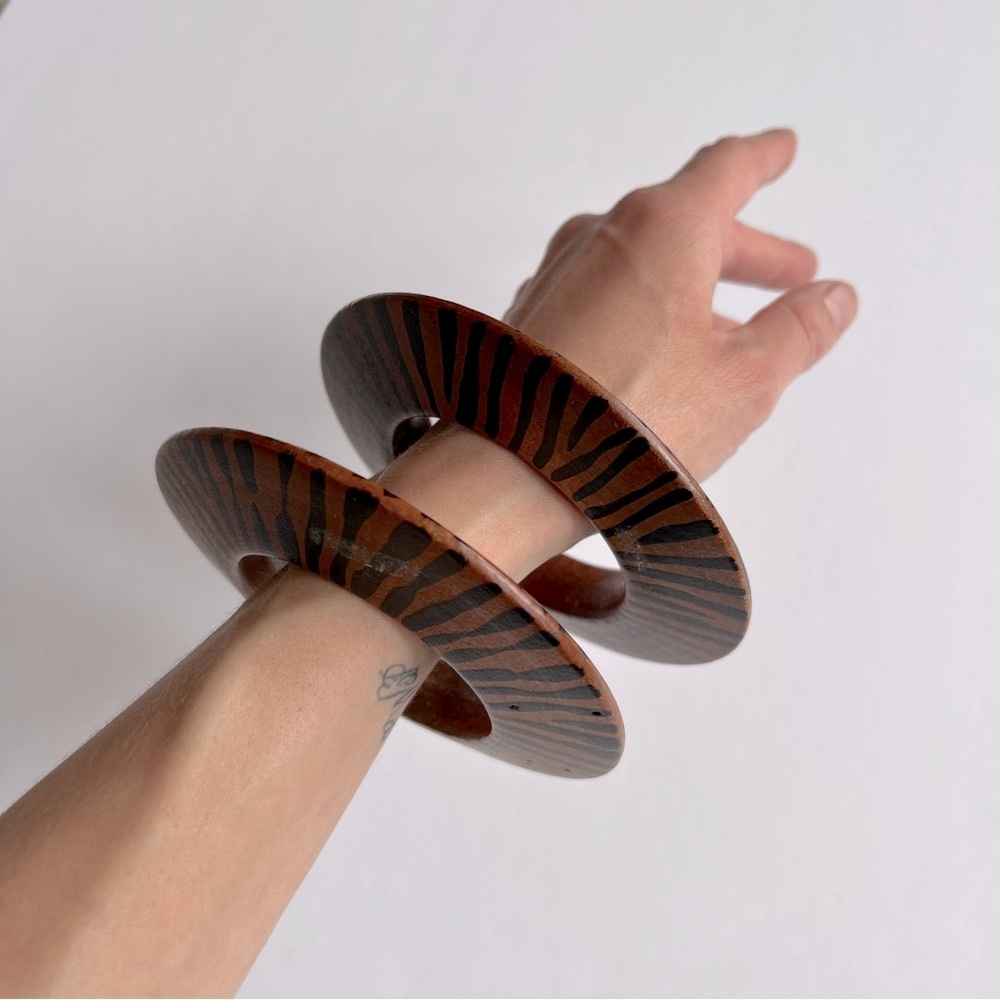Vintage 1970’s Hand Painted Wooden Bangles